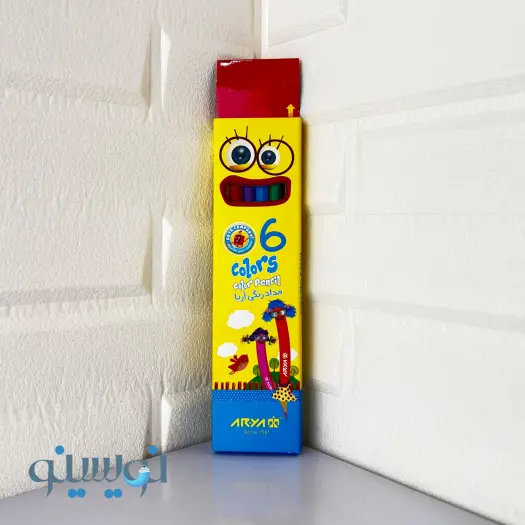 مداد رنگی 6 رنگ آریا مقوایی